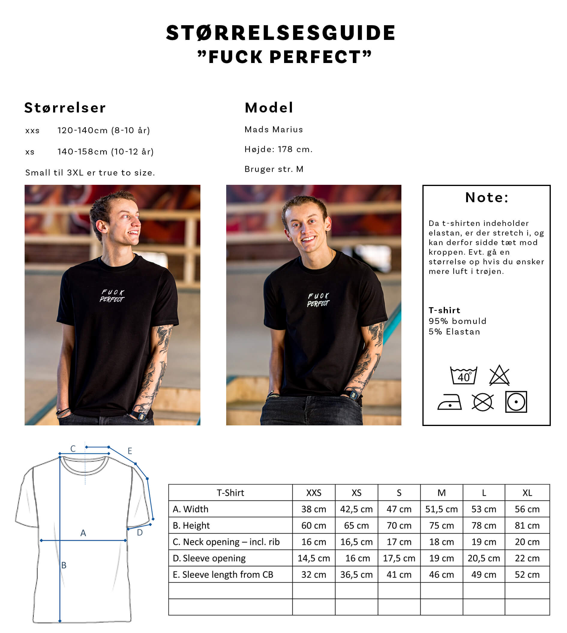 Størrelsesguide t-shirt